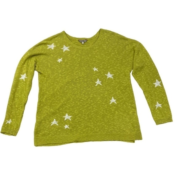 Ten-oh-8 Woman’s Size XL Lime Green & White Star Knit Sweater Pullover Top - Picture 5 of 9